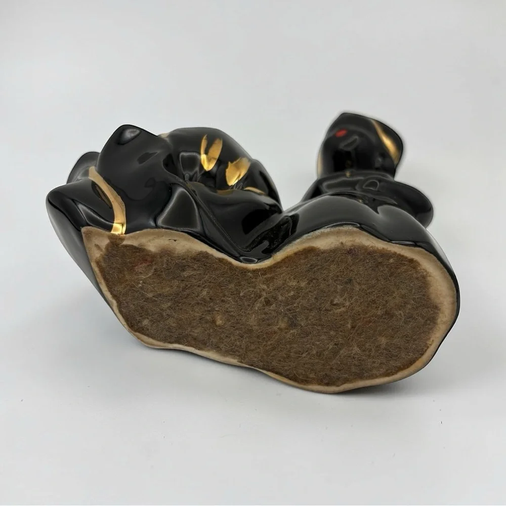 Vintage Blackamoor Ceramic Dutch Girl Figurine Black With Gold Trim Planter MCM